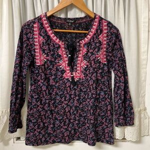 Lucky Brand Women's Floral Embroidered Top